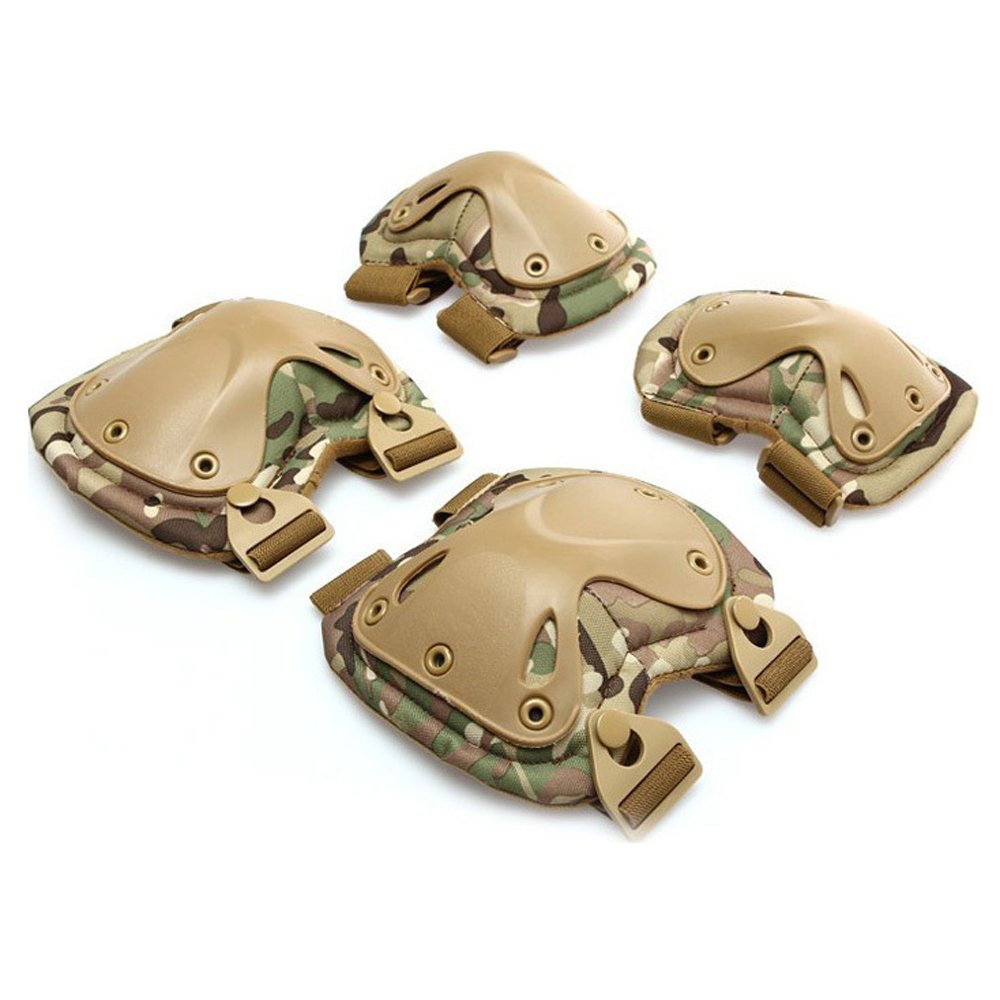 Genouillères Et Coudières Tactiques Multicolores - Coques ABS Rigides, Mousse Haute Densité, Sangles Ajustables, Pour Sports Extrêmes