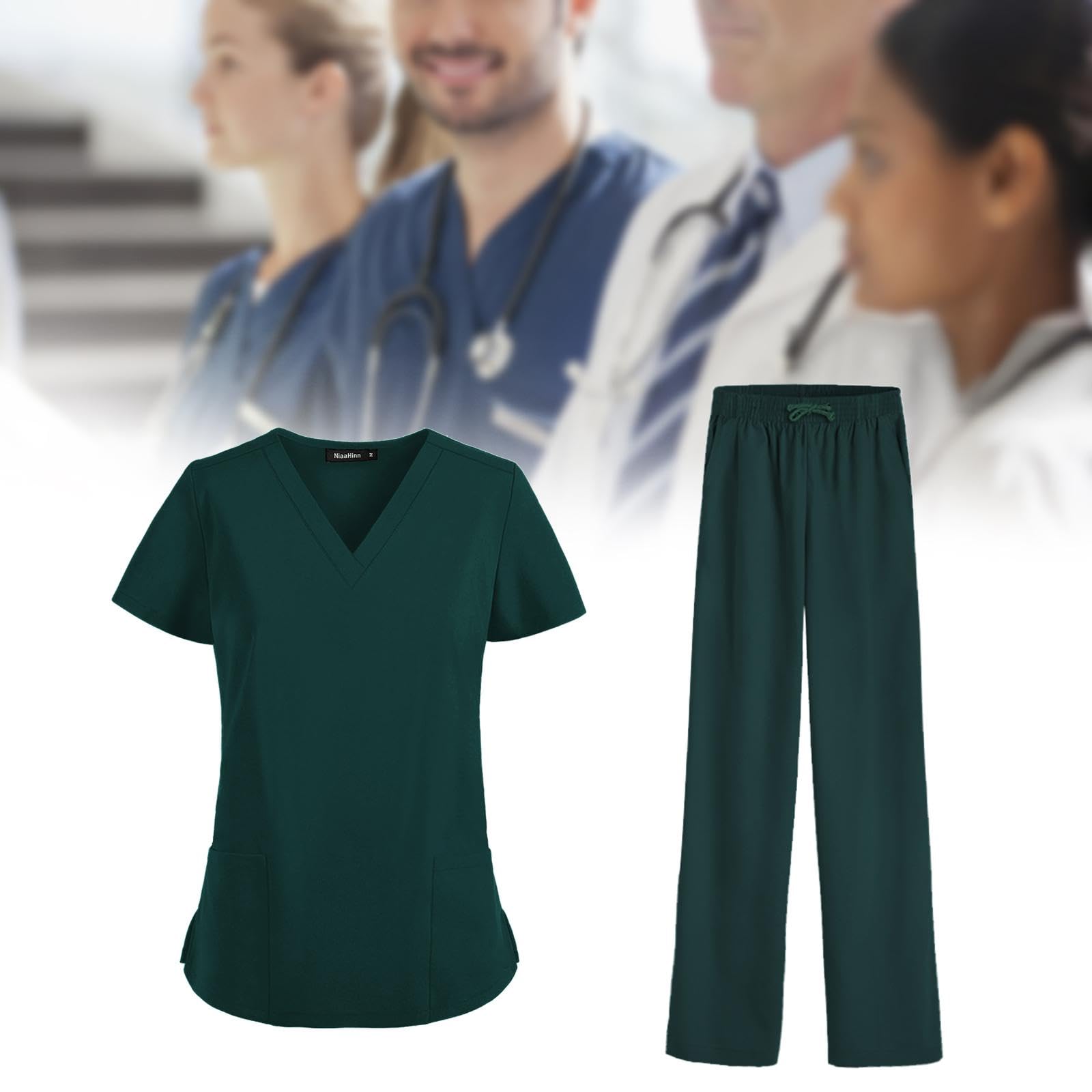 rockible Las mujeres friegan los uniformes de la ropa de trabajo de la manga corta friegan el sistema para el peluquero del animal doméstico del centro de, Verde, SG