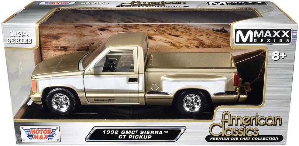 1992 Sierra GT Pickup Truck Gold Metallic with White Sides American Classics Series 1/24 Diecast Model Car by Motormax 73204GLD