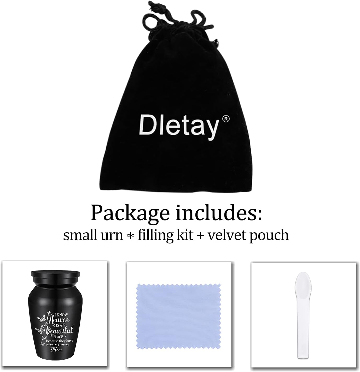 Aluminium Mini Keepsake Urn - Small Cremation Urn for Memorial Ashes - Butterflies - I Know Heaven is A Beautiful Place Because They Have My Mom - Image 7