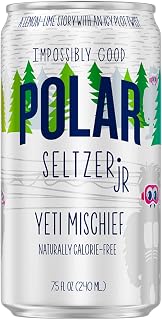 POLAR 100% Natural Seltzer Jr - Yeti Mischief - No Sugar, Juice, or Sweeteners - 7.5 FL OZ 24 Pack - By LastFuel.