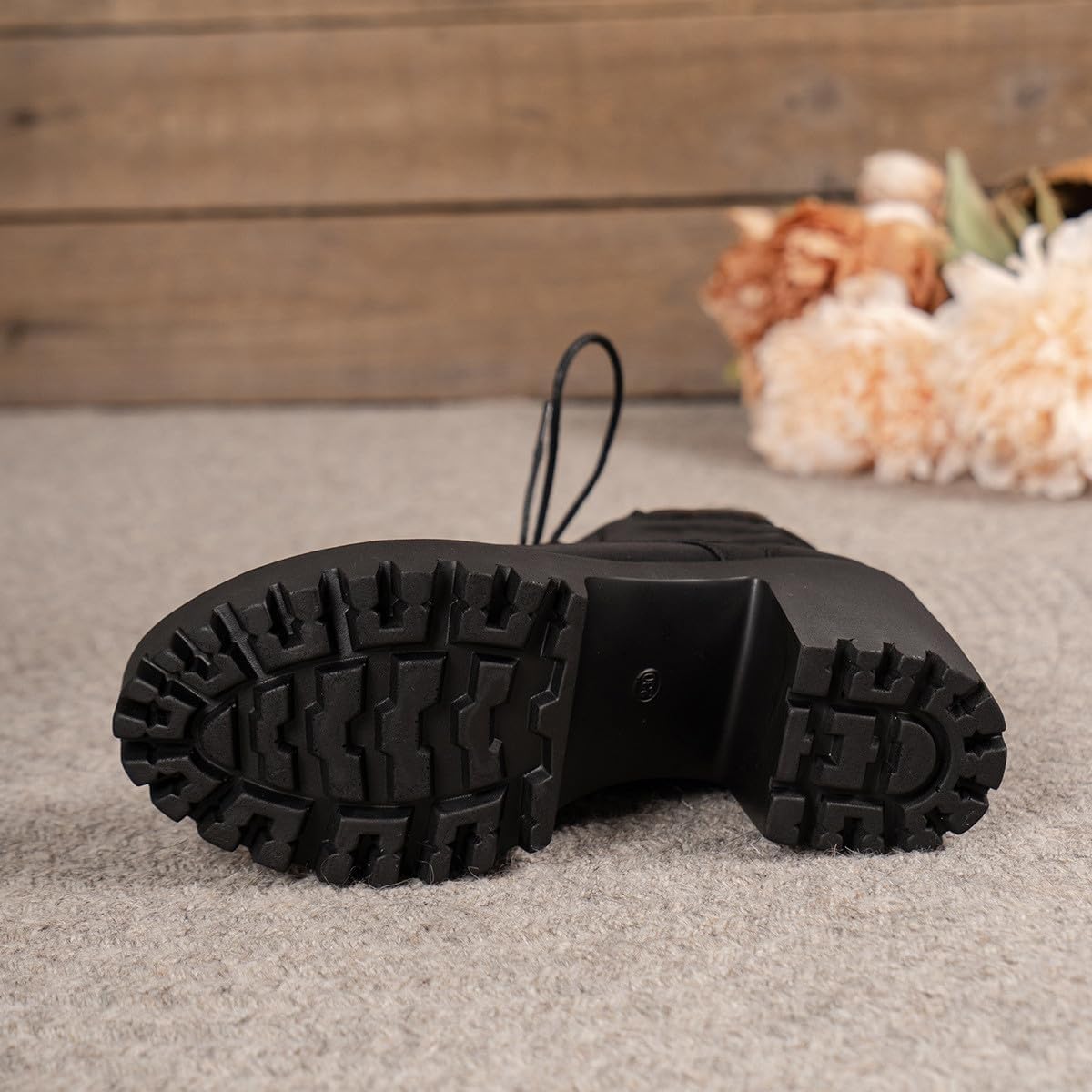 Botas de tacón grueso con cordones para mujer, plataforma de moda de tacón alto, botas informales, punta redonda, invierno, aspecto de piel, botas cortas