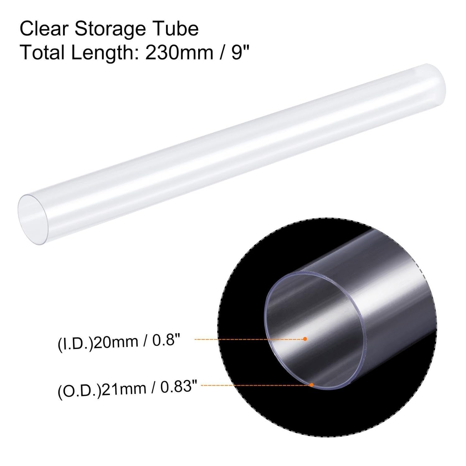 Tool Parts and Accessories Clear Storage Tube 0.8" X 9" for Bead Containers with Black Caps 5 Pack (#CN-140824-02855)