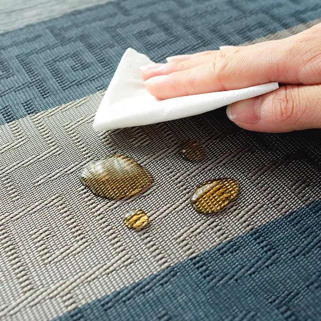 Image of Dining Table Placemats & Runner Set - Heat Resistant, Washable & Stain Resistant Woven Vinyl Mats | Table Runner & 4 Placemats Set for Stylish Dining (45x30 cm Placemats, 180x30 cm Runner)