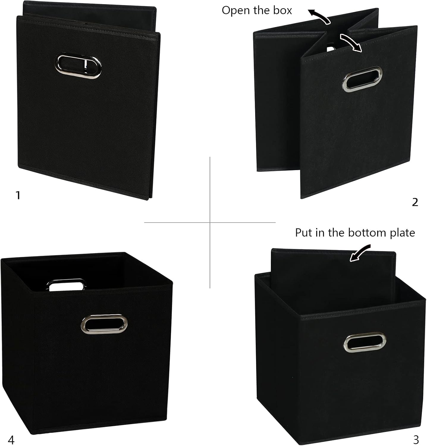 Fabric Cloth Storage Bins,Fabric Cube Organizer with Dual Handles Foldable Cube Storage Baskets for Home Bedroom Storage,Set of 6, Black