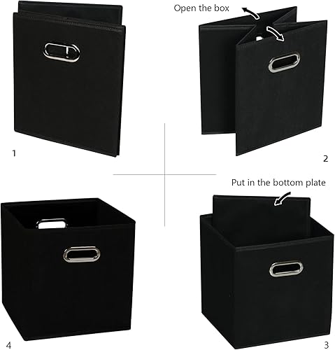 Vista 83 de Contenedores de almacenamiento de tela de tela, organizador de cubos de tela con asas dobles, cestas de almacenamiento plegables para el hogar