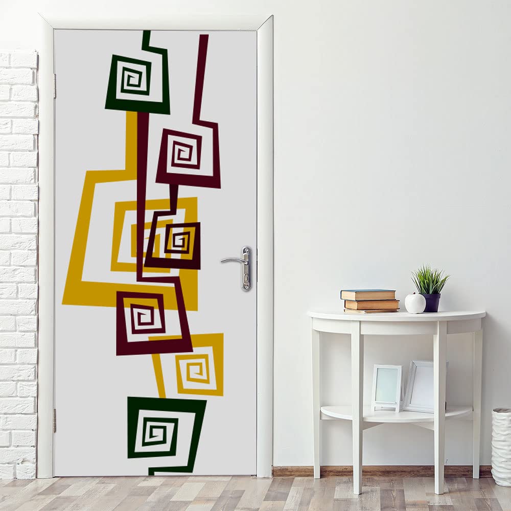 Autocollants pour portes géométrique pose facile sans bulles vinyle 95 x 210 cm
