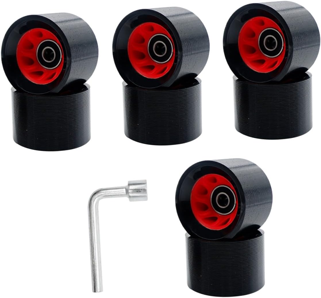 Luxshiny Double Row Roller Skates Wheels 95a Pu Wear-resistant Replacement Set with Wrench 8pcs Skating Accessories for Outdoor and Indoor Use