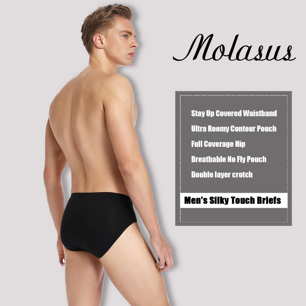 Molasus Men's Underwear Soft Modal Microfiber Briefs No Fly Silky Bikini Underpants Multipack - Image 2