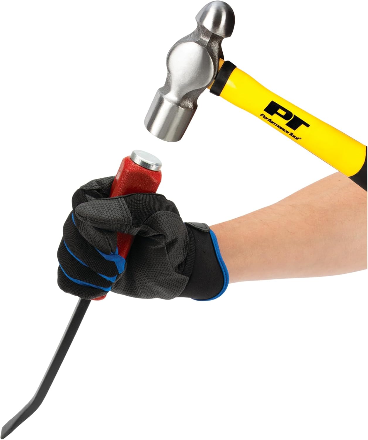 Performance Tool W2023 3-Piece Pry Bar Set - 12-Inch, 17-Inch, and 24-Inch with Strike Cap Ends - Ergonomic Handles - Hardened and Tempered High Carbon Steel