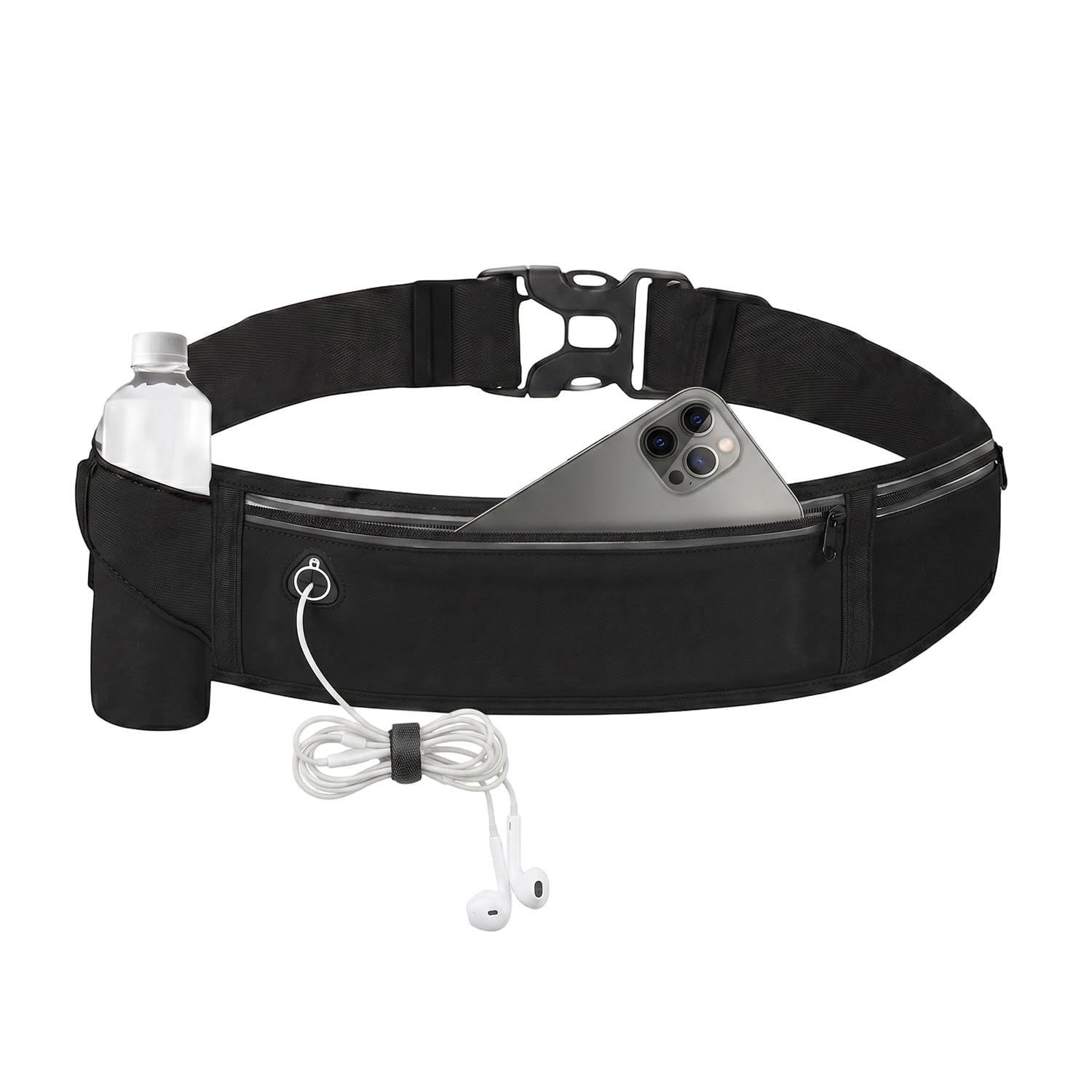 Cintura da Corsa con Portaborraccia, Marsupio Sportivo Impermeabile per Cellulari fino a 7,5 Pollici, Fascia Running con Tasche Organizzate per Jogging e Bicicletta