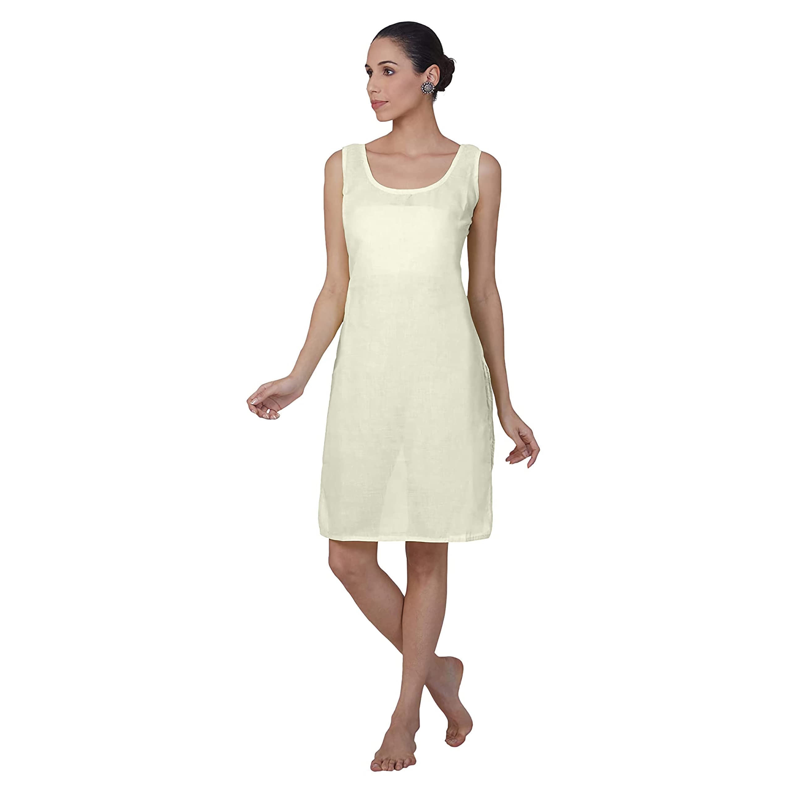 ANANYA FASHION & CRAFTS HUB Cotton Scoop Neck Camisole Slip for Women Long Casual Tank Tops Knee Length Undershirt Sameej