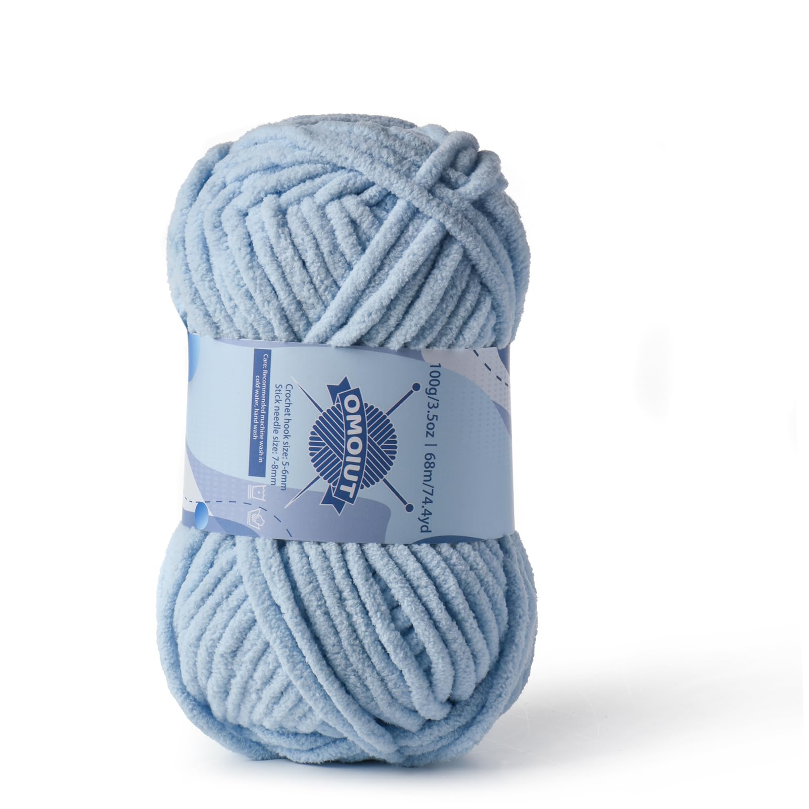 Chunky Chenille Yarn for Crocheting, Baby Yarn for Crocheting Soft Blankets, Bulky Yarns for Crochet Amigurumi, 100g (74.3yds) Fluffy Velvet Yarns for Hand Knitting (Sky Blue)