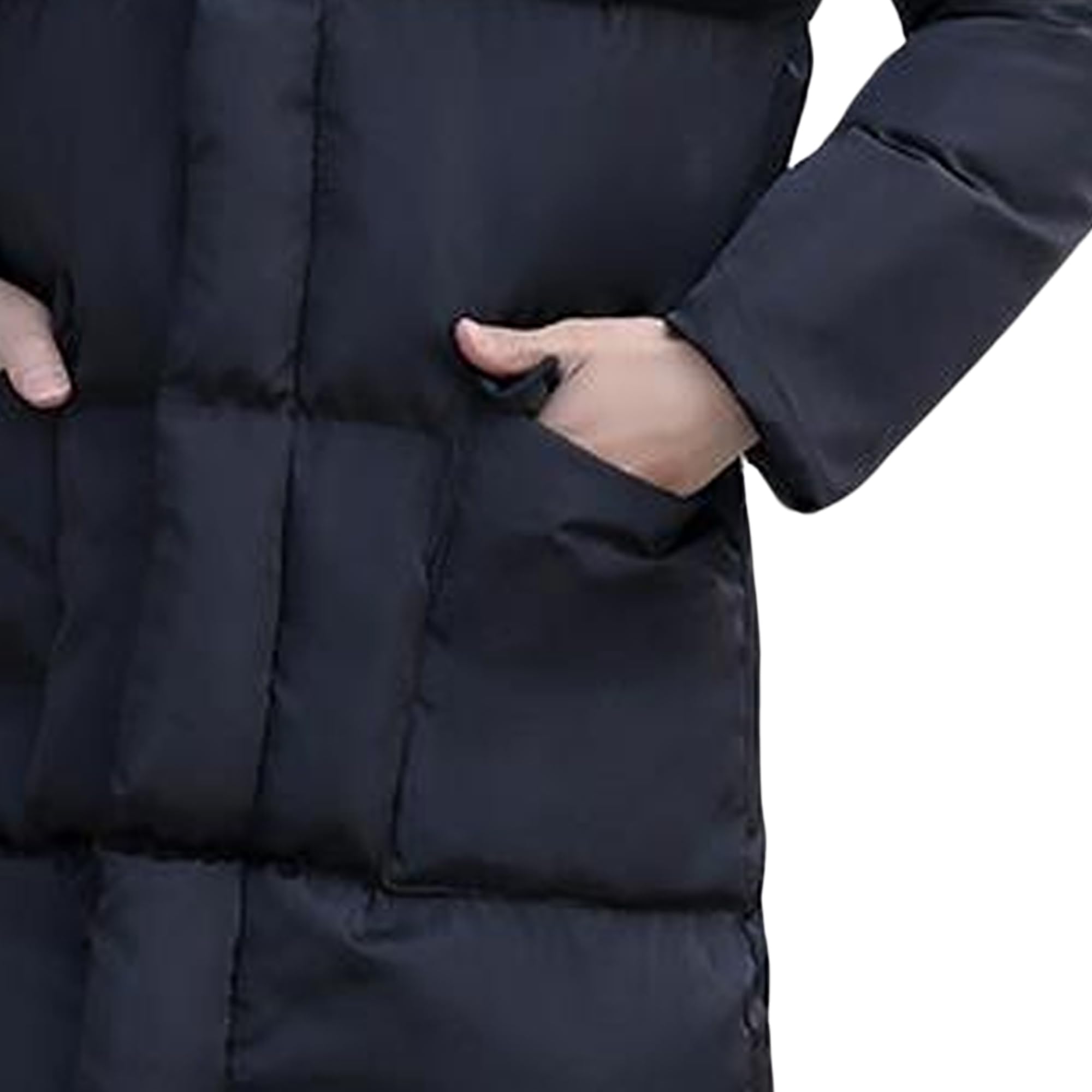 Piumino da uomo lungo con cappuccio trapuntato parka antivento cerniera piumino piumino lungo cappotto invernale con cappuccio per uomo