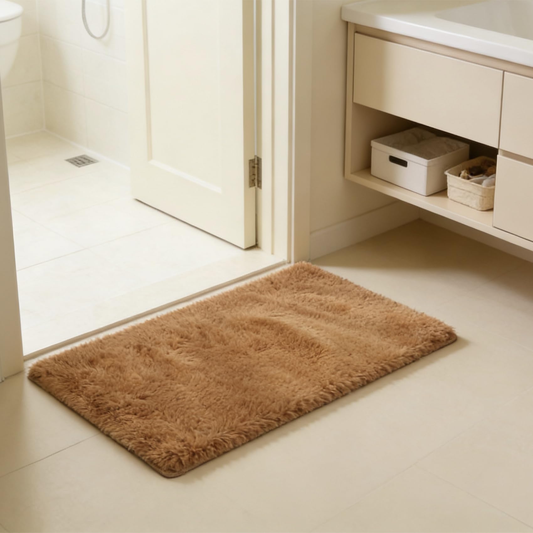 Tapis moderne marron 205 x 60 cm idéal pour réchauffer le sol de votre cuisine