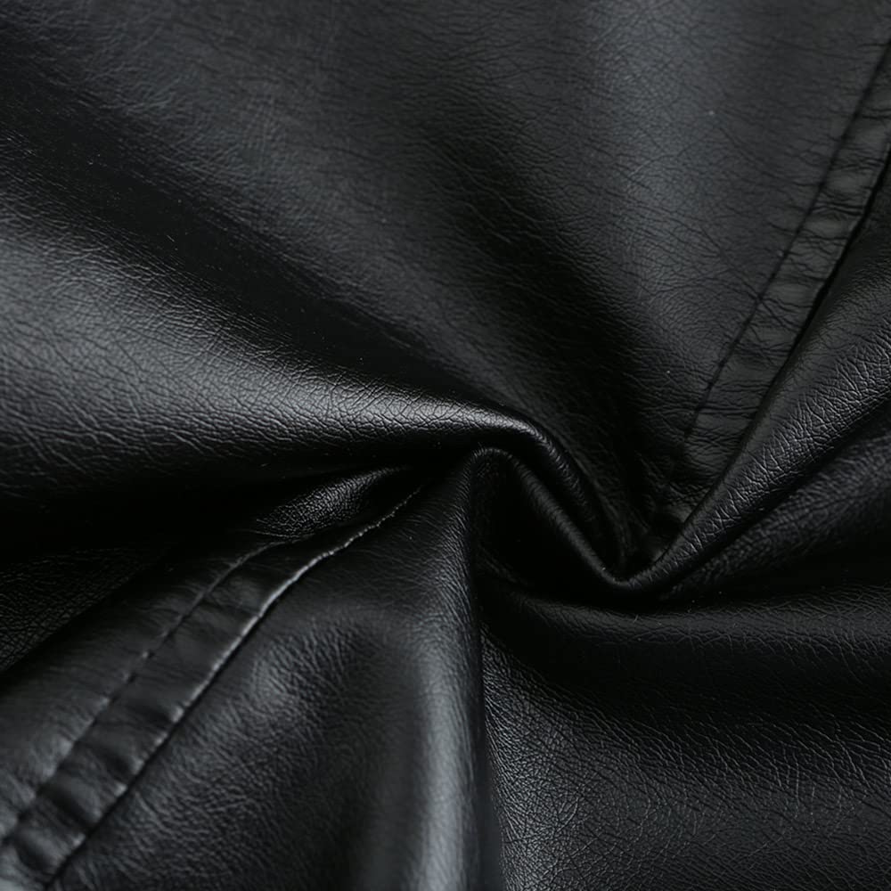 YYNUDA Lederjacke Damen Bikerjacke Stehkragen Frühling Herbst | Reißverschluss Kunstleder lange Ärmel gefütterter Schnitt Nieten Details Seitentaschen für Herbst Frühling Alltag Büro