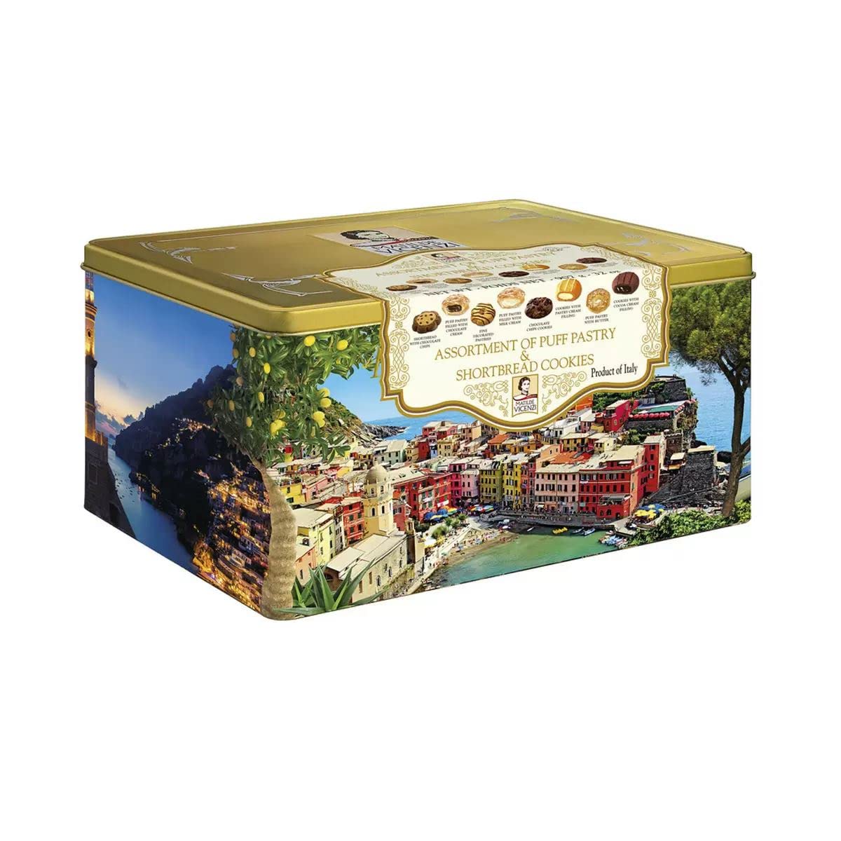 Matilde Vicenzi Mediterraneo Gift Tin - Assortment of Italian Pastries and Cookies - Bakery Dessert Gifts for Father's Day - 32 oz (907g) view 4