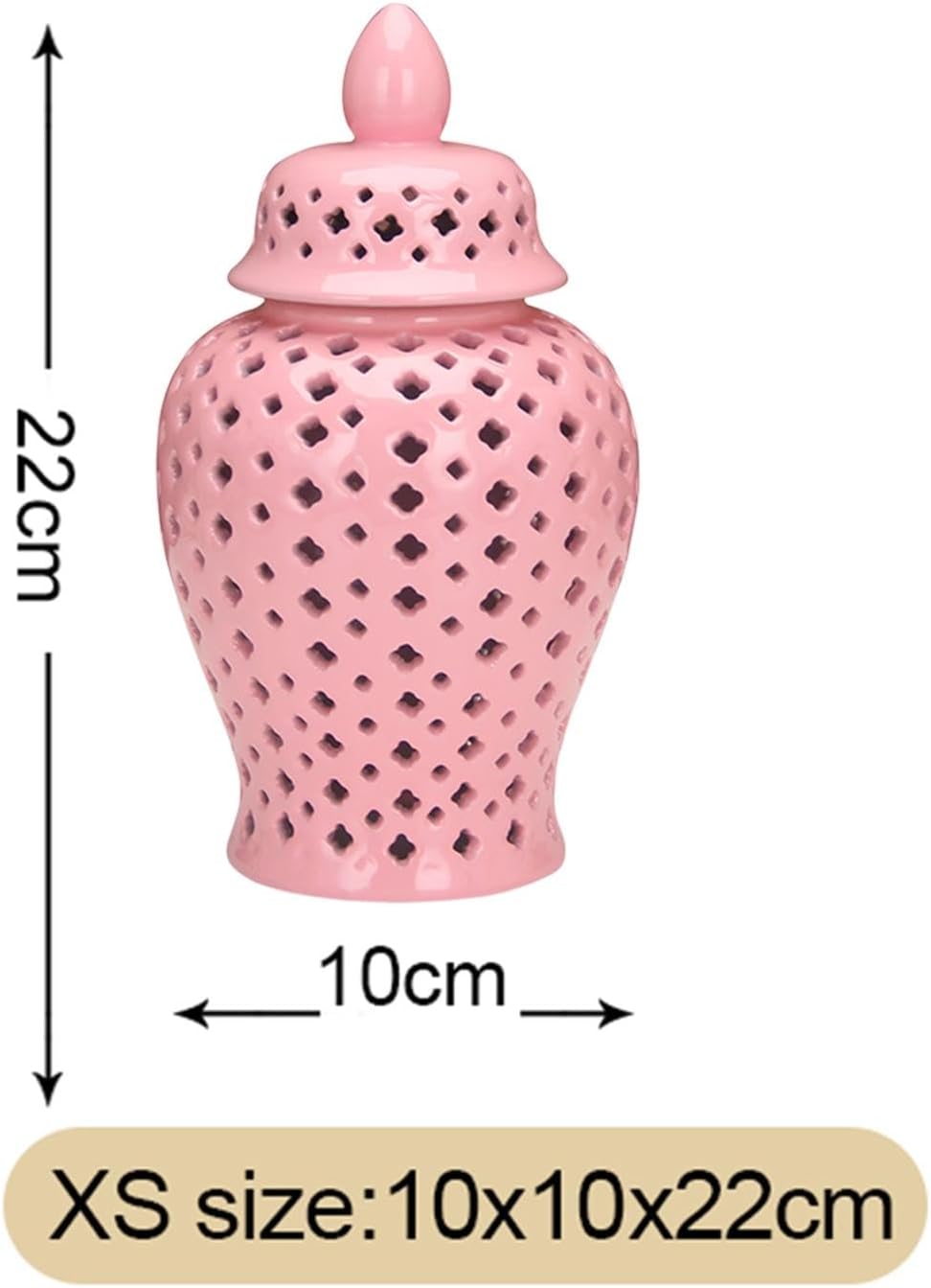 Fenteer Ceramic Ginger Jar Ceramic Vase Porcelain Temple Jar Decoration Organizer Elegant Collection Decorative Jar for Table Home Desk Living Room, 10cmx10cmx22cm