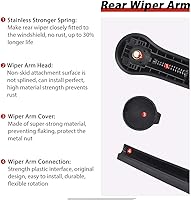 Vista 3 de OTUAYAUTO Juego de limpiaparabrisas trasero, compatible con Dodge Durango 2004-2009, Chrysler Aspen 2007-2009