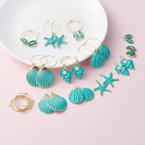 Miniatura 7 de Mega Pet Juego de 24 piezas de aretes de aleación esmaltada de acero inoxidable 304 chapado en oro, accesorios para hacer joyas de bricolaje