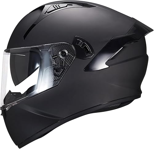 Casco de motocicleta de cara completa X9 con visera interior para el sol, aprobado por DOT, casco de motocicleta, moto de calle (negro mate, L)
