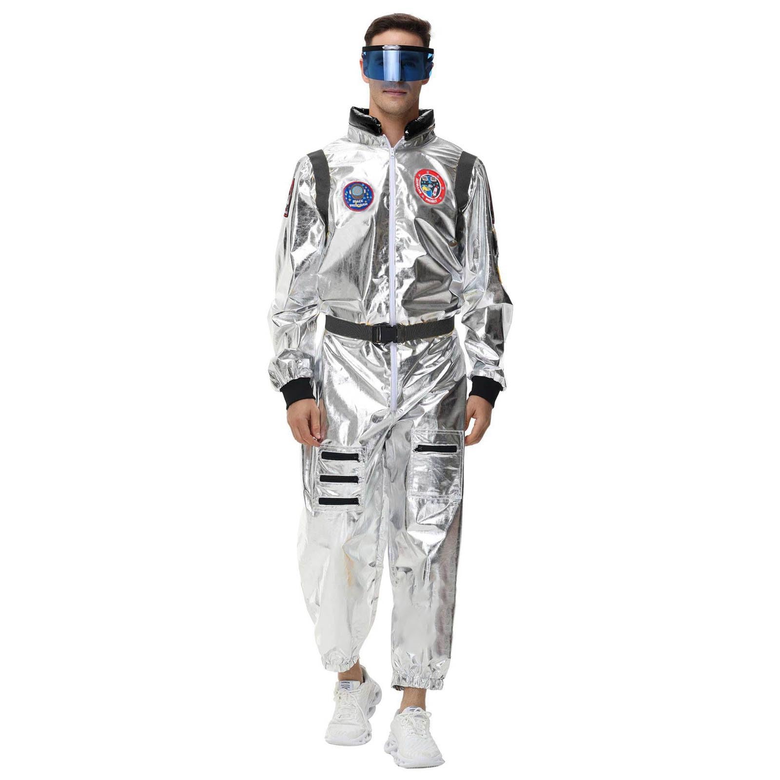 Zanisouta Astronaut Costume Men's Space Jumpsuit Carnival Costumes Silver Astronaut Spaceman Outfit Carnival Costumes Space Suit Spaceman Jumpsuit Outfit Space Halloween Cosplay