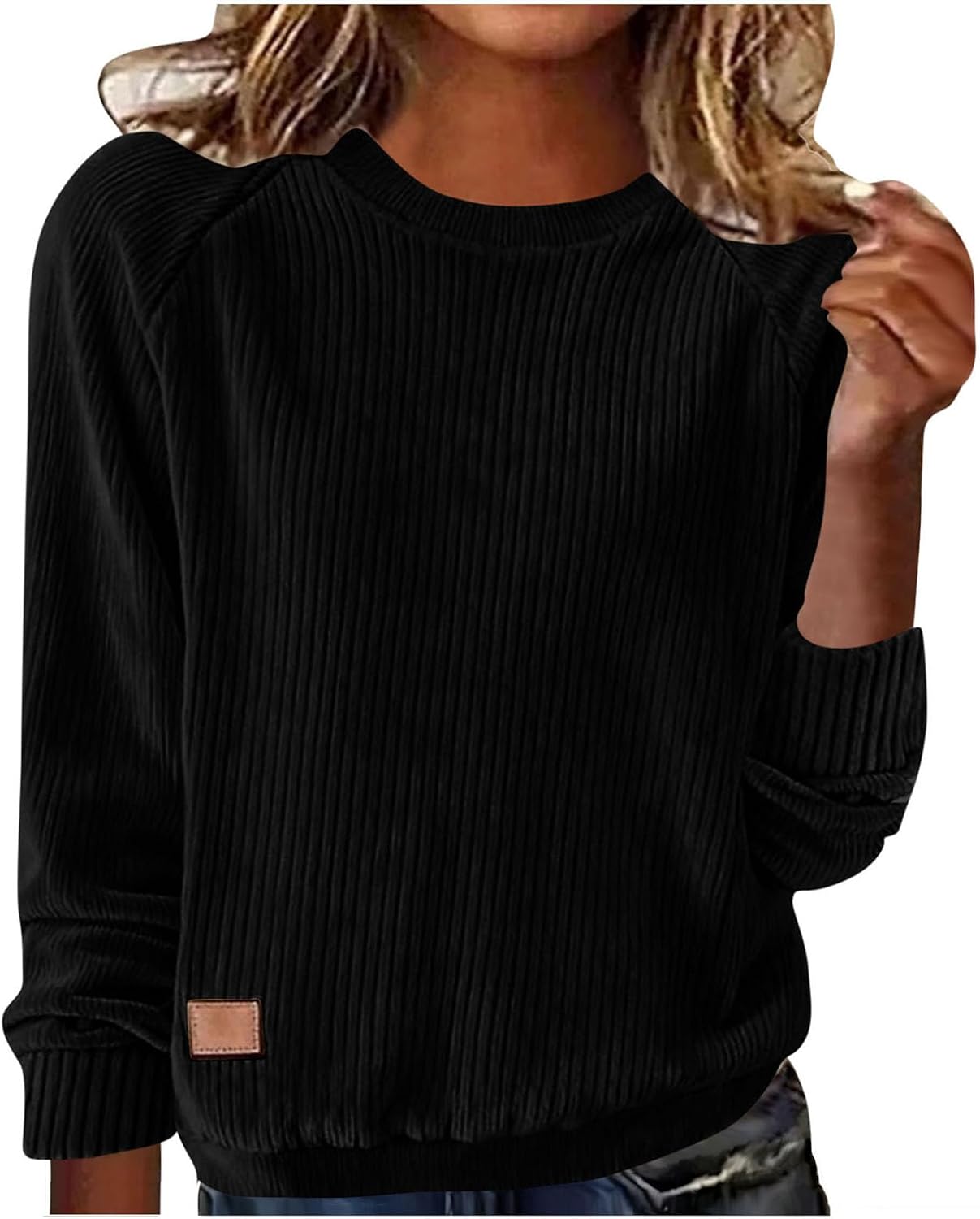 Women's Oversized Sweatshirt Fall Fashion Crewneck Corduroy Long Sleeve Pullover Tops Casual Winter Solid Shirts