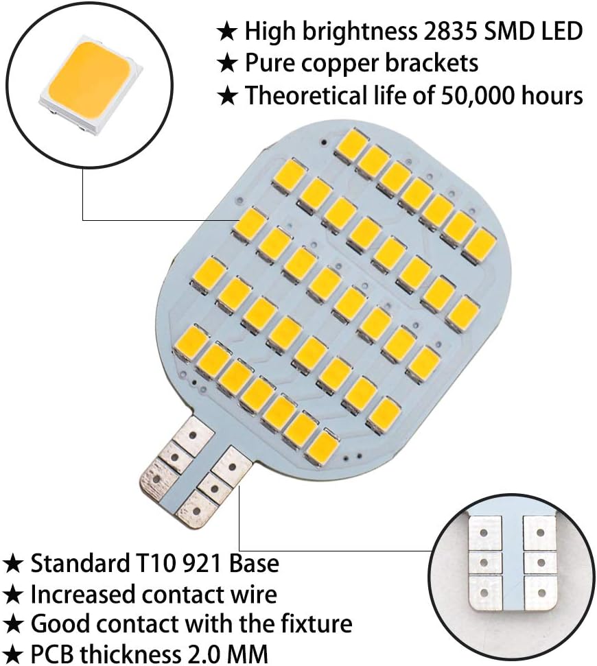GRV T10 921 194 C921 LED Light Bulb 38-2835 SMD Super Bright Lamp DC12V for Boat RV Trailer Camper Motorhome Ceiling Dome Interior Lights Dimmable Warm White Pack of 20