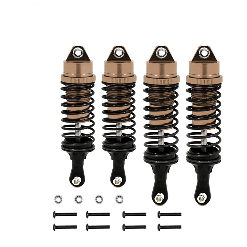 Hooshion4PCS Metal Front & Rear Shock Absorbers, RC Aluminum Alloy Shock Absorber Set for 1/10 Traxxas Slash 4x4 4WD Upgrade Parts (Brown)