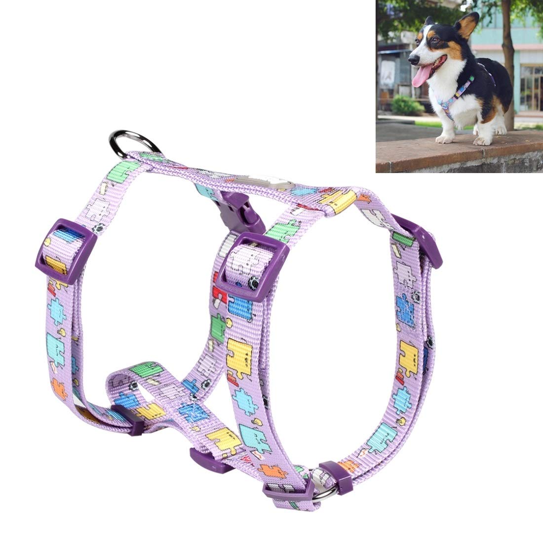 Mascota Arnés del Perro Seguridad Chaleco, cinturón de Mascota Asiento de Coche con la Correa Ajustable y cinturón de Seguridad del Coche del Clip de la Hebilla, fácil de Control, for la Seguridad de