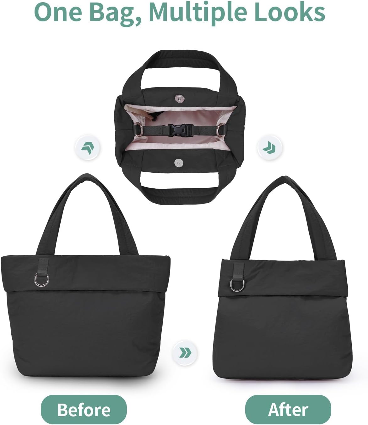 WANDF Small Tote Bags for Women, Lightweight Travel Purse Crossbody Bags, Casual Handbag Hobo Bag for Everyday Use and Work - Image 3