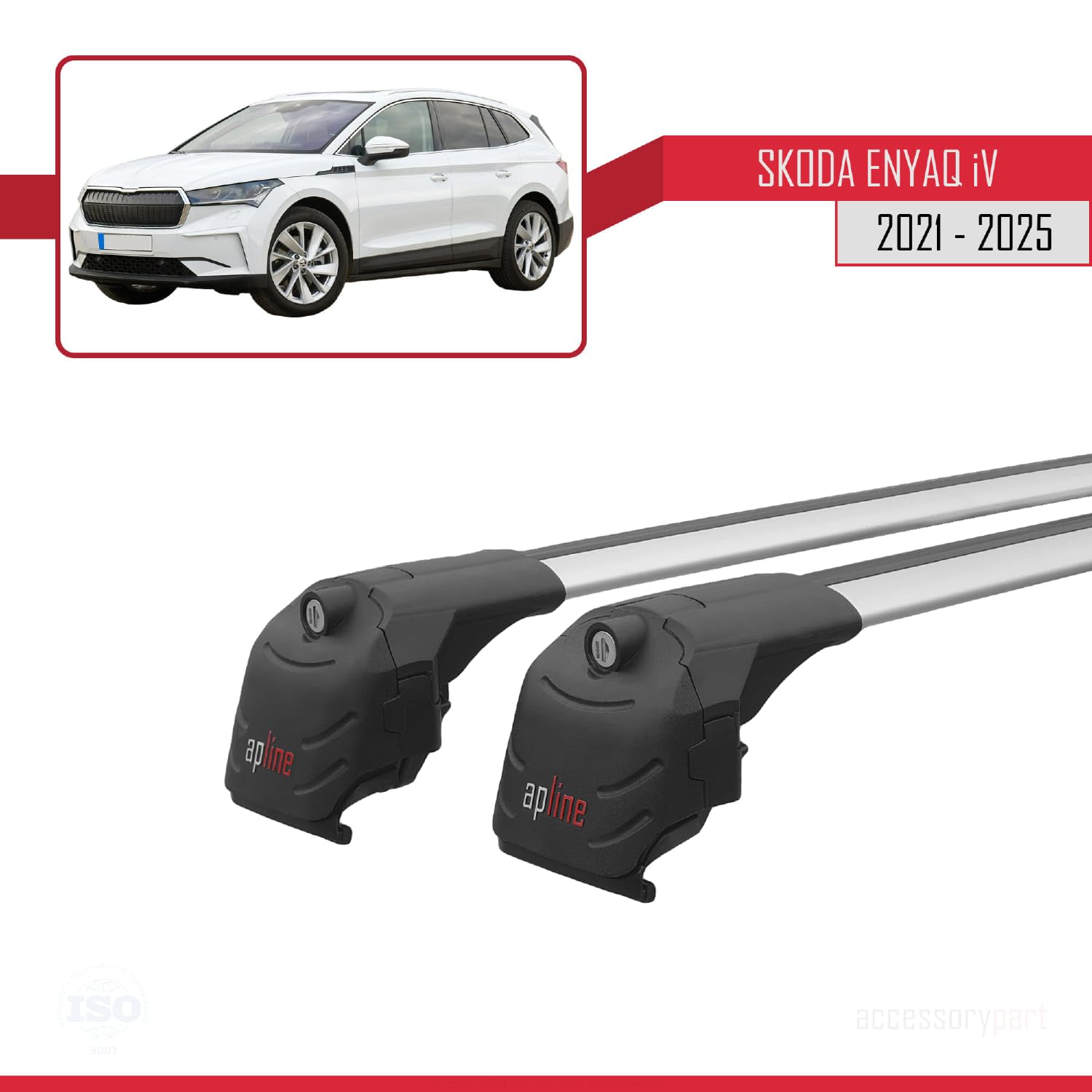 Compatibile con Skoda Enyaq 2021-2026 Modello ACE-2 Barre Tetto Portapacchi Auto Barre Portatutto Grigio Alluminio 2 Barre