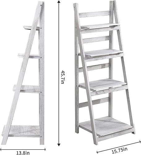 Miniatura 3 de ECOMEX Estante plegable para plantas, estante de escalera, soporte para plantas de interior, estantería de escalera, estante de escalera rústica de