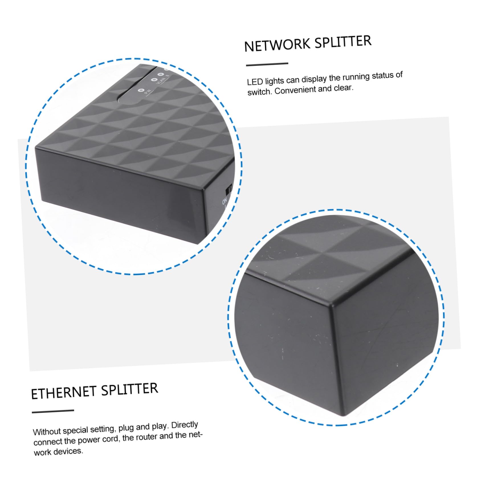 NUOBESTY 1pezzi Splitter di Rete da Mbps Porte per Desktop Ethernet Splitter LAN di Rete Compatibile con Dispositivi Mbps Nero