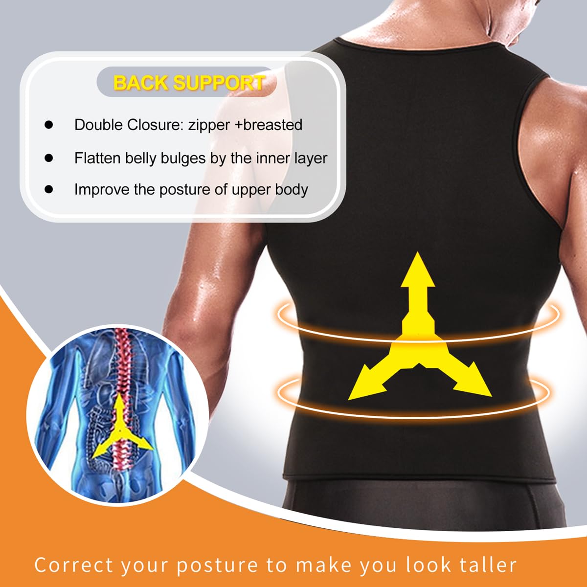 Chaleco Moldeador Sauna Deportivo Hombre Camiseta Reductora Adelgazante Fitness Faja Compresión Formación Músculos para Sudoración