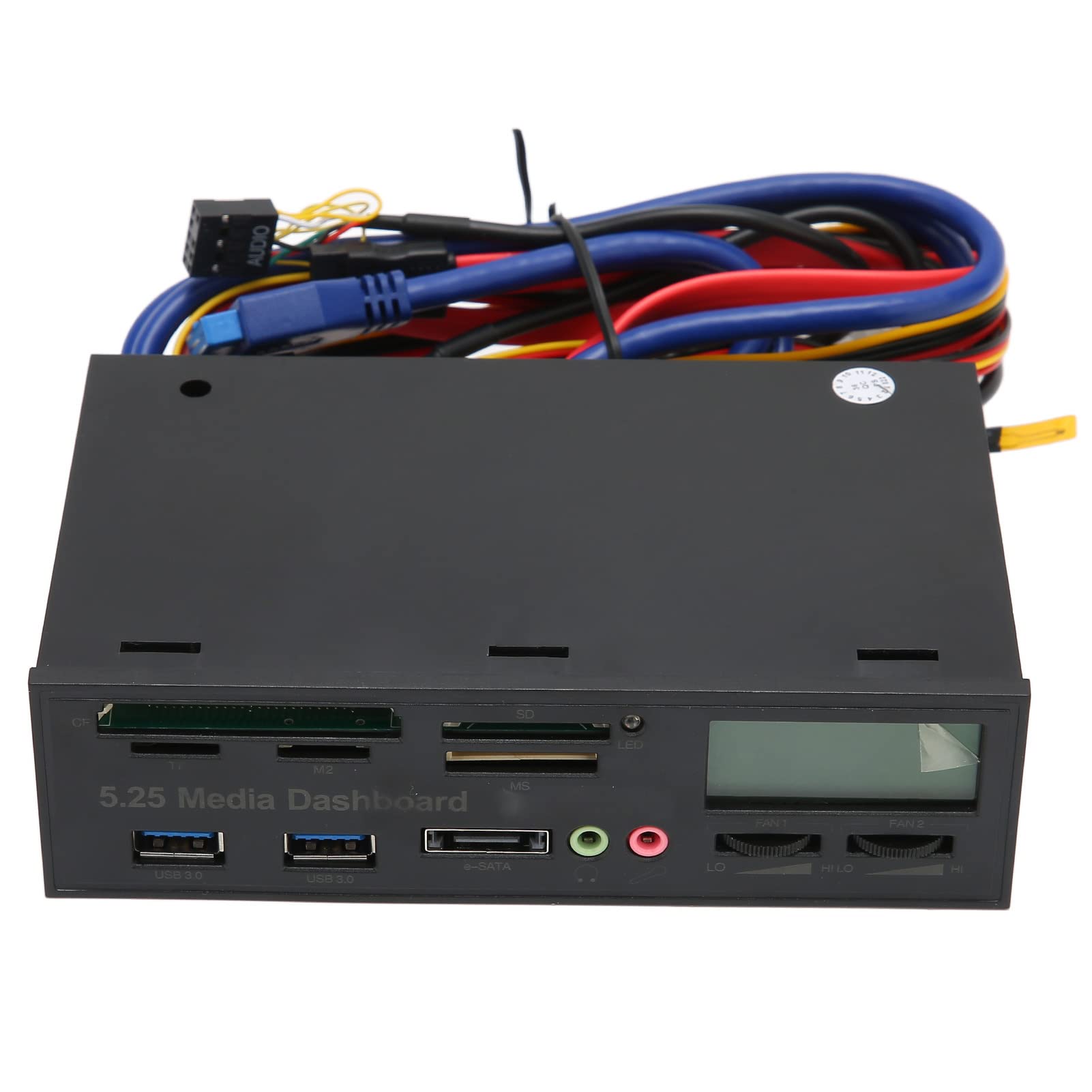Ausla Media Dashboard USB3.0 Front Panel Hub, 5.25in Display LCD