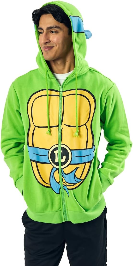 Bioworld Teenage Mutant Ninja Turtles Leonardo Long Sleeve Men's Green Cosplay Hoodie