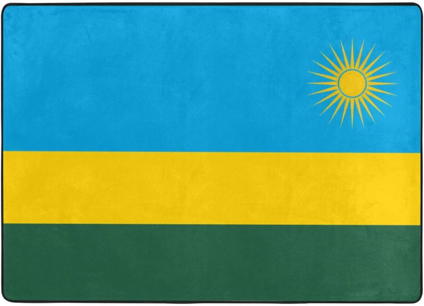 Flag of Rwanda Printed Floor mat 80x58 inches, Non-Slip Decorative Carpet for Bedroom and Living Room