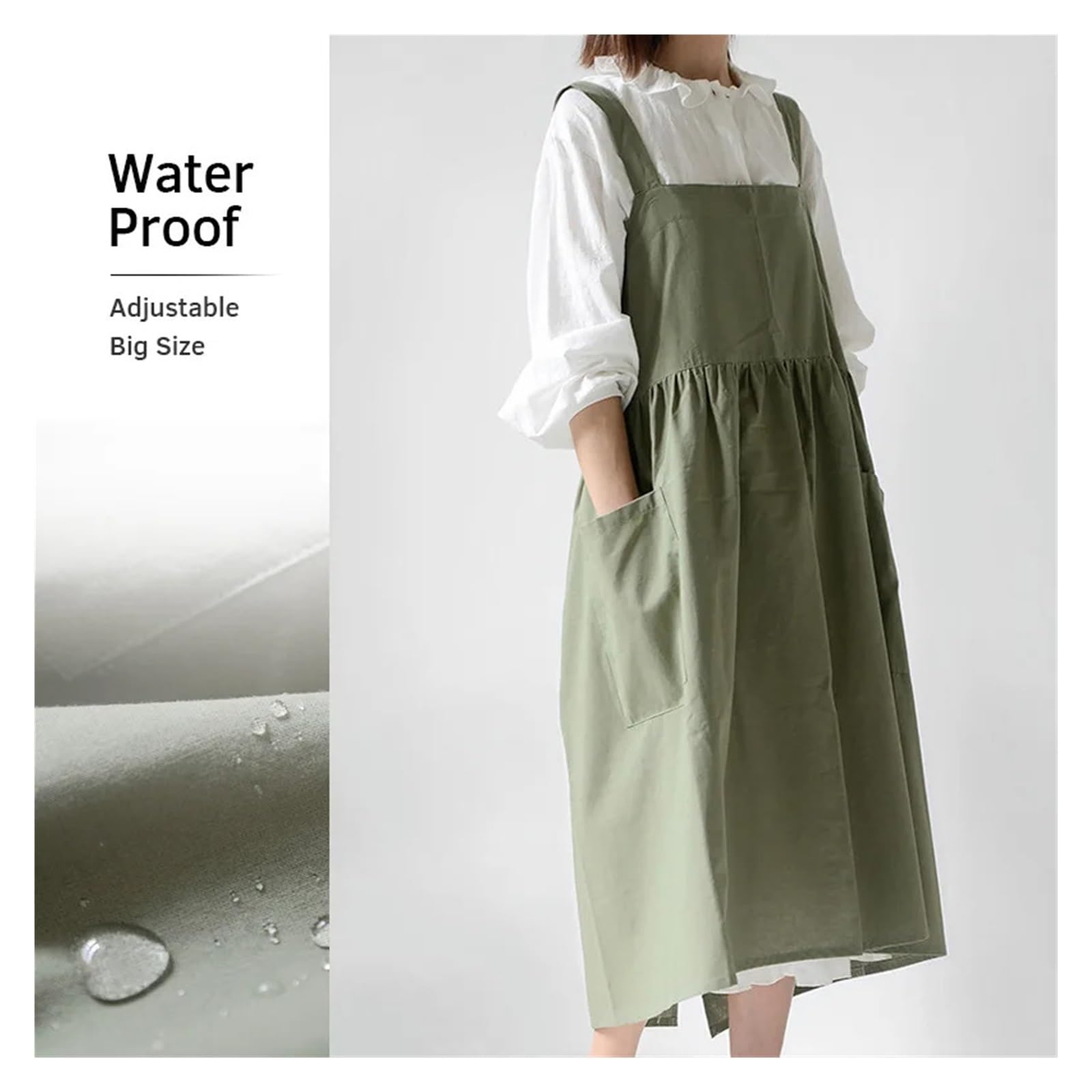 Schürze Klassische Schürze aus Baumwollleinen, wasserdicht, for Gartenarbeit, Floristen, Backen, Café, Keramik, Handarbeit, Restaurant, Küche, Kochschürzen