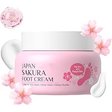 Sakura Foot Repair Cream for Dry Feet and Heels, Callus Softener Repairs Very Dry, Rough Skin, Non Greasy w/Sakura Blossom, Travel Size Lotion, No-Scrub Exfoliator and Moisturizer for Healthy Feet