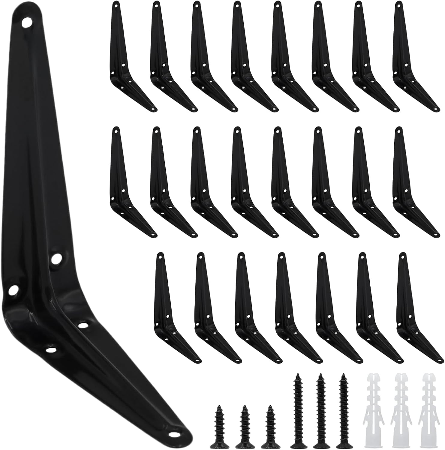 24Pcs 12 x 10 Inch White Shelf Brackets, Heavy-Duty Metal Steel Corner L Brackets for Shelves Shelf, Bookshelf, Garden Boards, Wall Hanging Shelves Decoration Clapboard