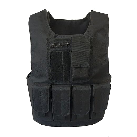 UNIVIVO Kids Tactical Vest Youth Army Costume for Boys Girls 8 10 12 14 Outdoor Airsoft Game (Black)