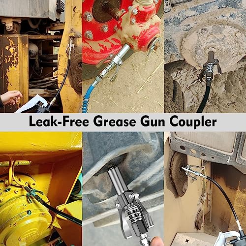 MYPROKIT Grease Gun Coupler, Quick Release Double Handles Grease Gun