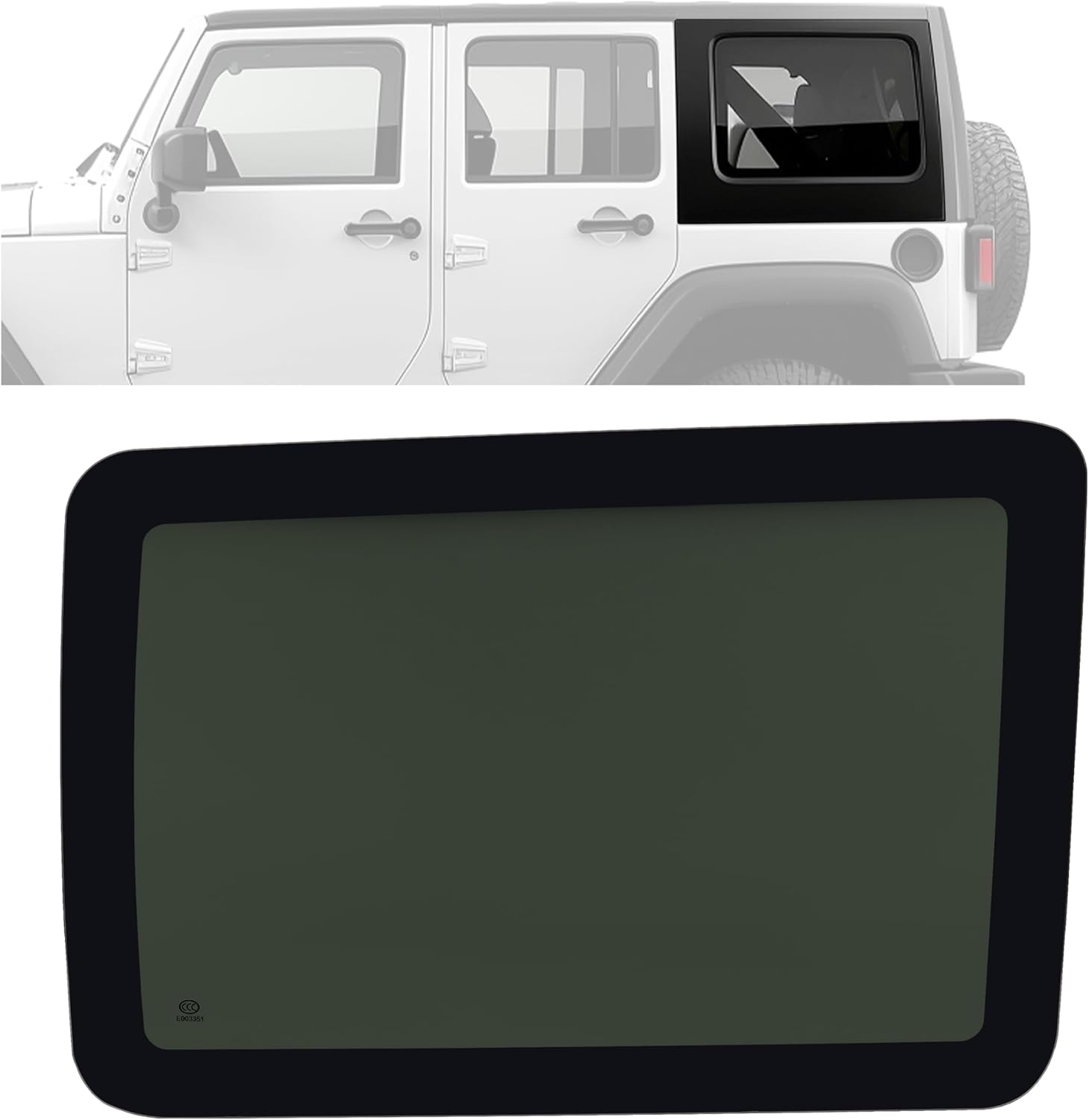 Rear Quarter Window Compatible with 2007-2010 Jeep Wrangler JK 4 Door Utility Hard Top Side Door Glass Dark Tinted Tempered Glass Left Driver Side