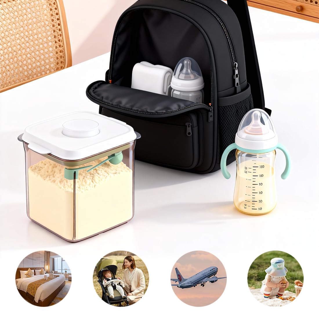 Dispenser per latte in polvere, 1700 ml, contenitore sigillato con cucchiaio, latte in polvere, contenitore per alimenti per latte in polvere, farina, legumi