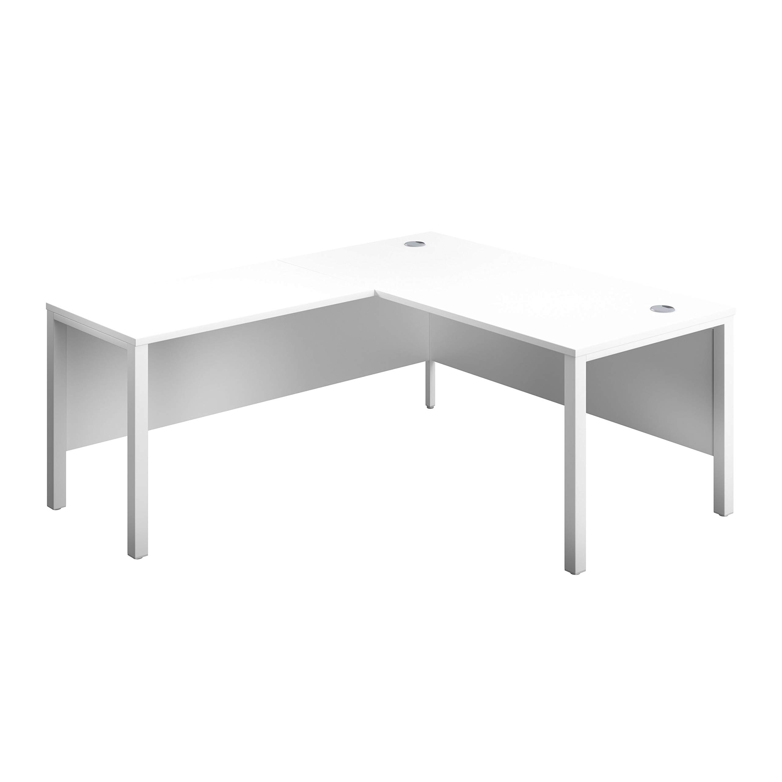 Office Hippo Heavy Duty Corner Office Goalpost Desk with Left Return, Home Office Desk, Filing, PC Desk For Office or Home, 5 Yr Wty, MFC - White Top, White Legs, 160cm x 180cm