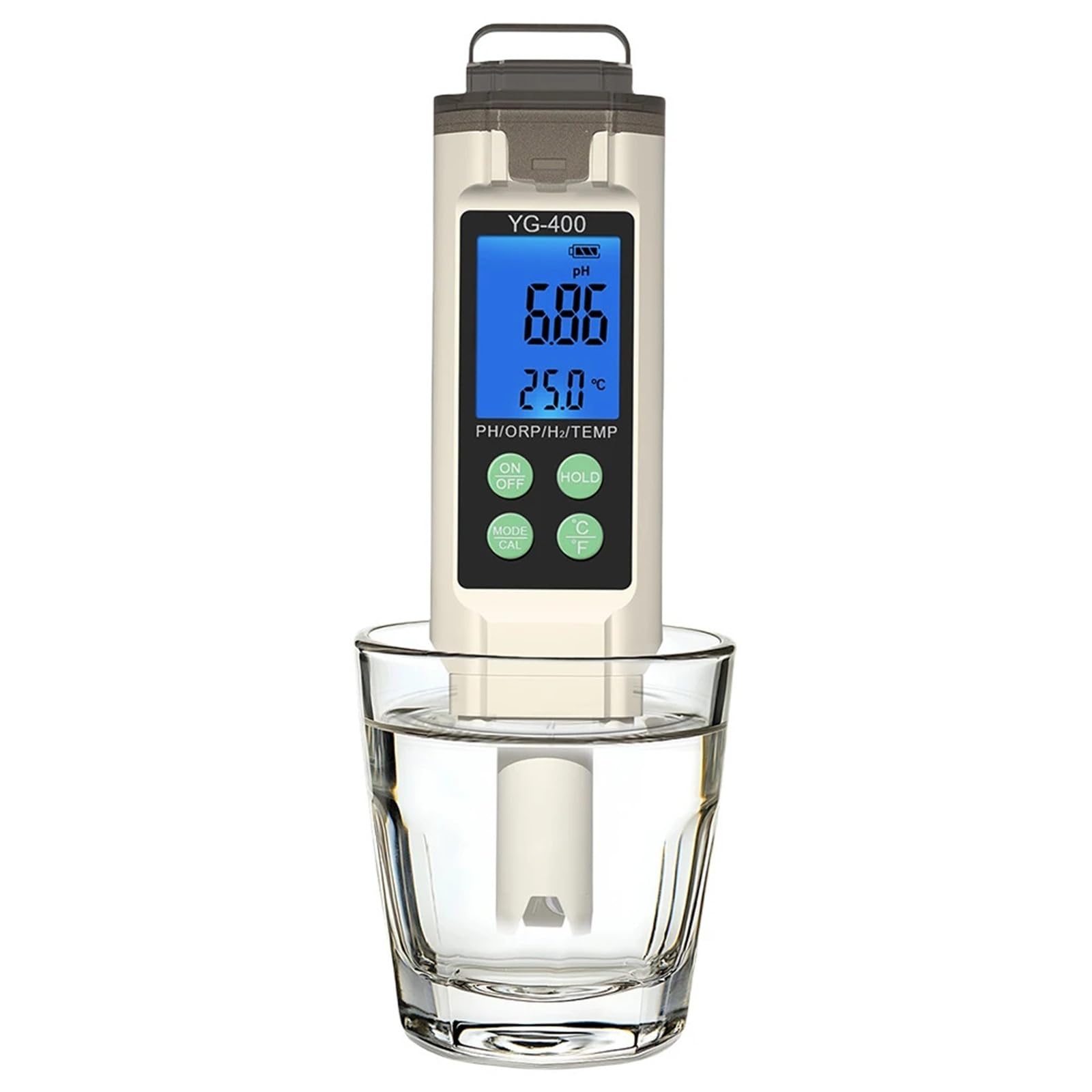 Digital pH Meter, 4 in 1 Digital Water Quality Tester ORP/H2/PH Temp Meter Portable Water Tester for Drinking Water/Aquariums/Hydroponics/Pools