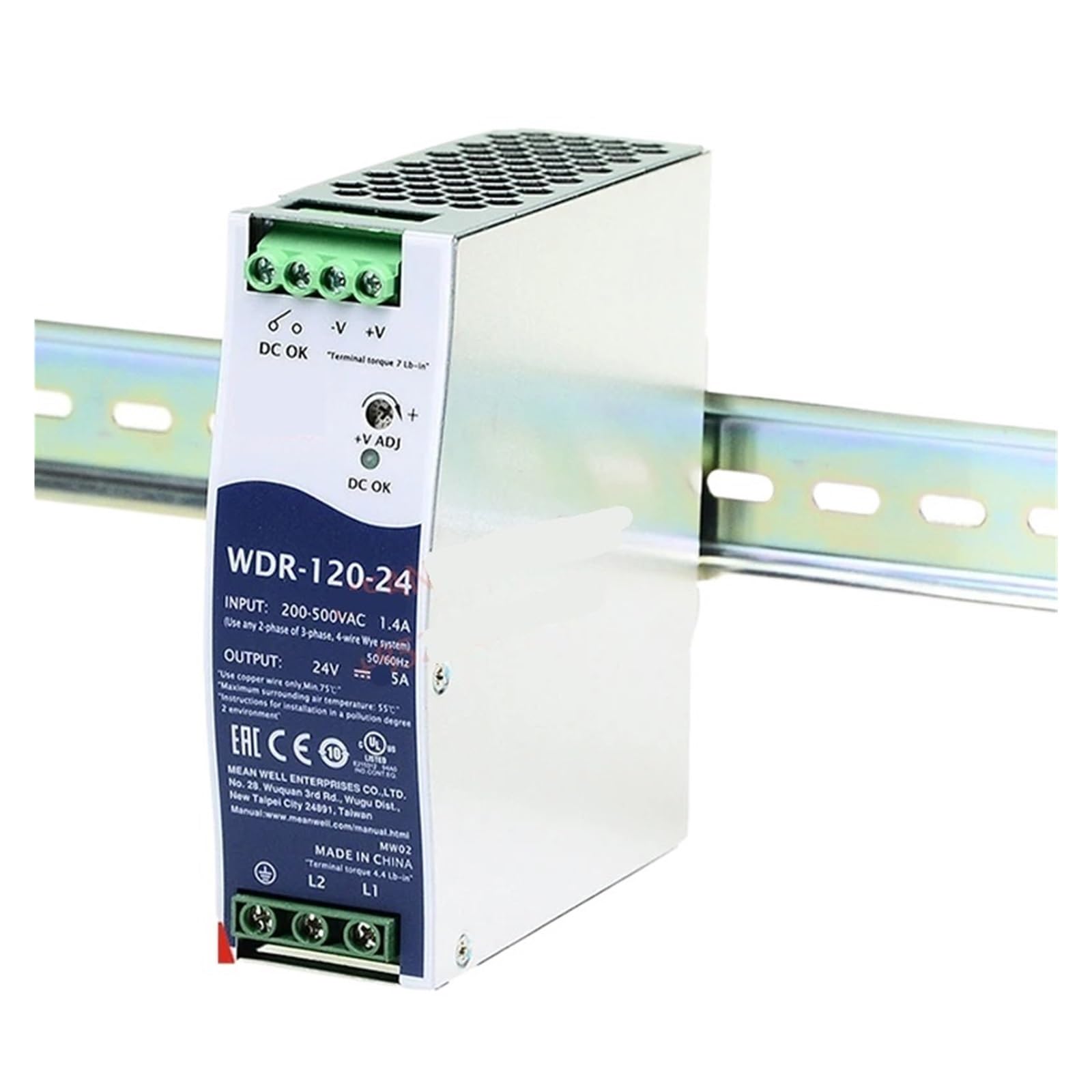 ANERTQUIH 120W Ultra Wide Input Industrial Rail Power Supply WDR-120-12 WDR-120-24 WDR-120-48