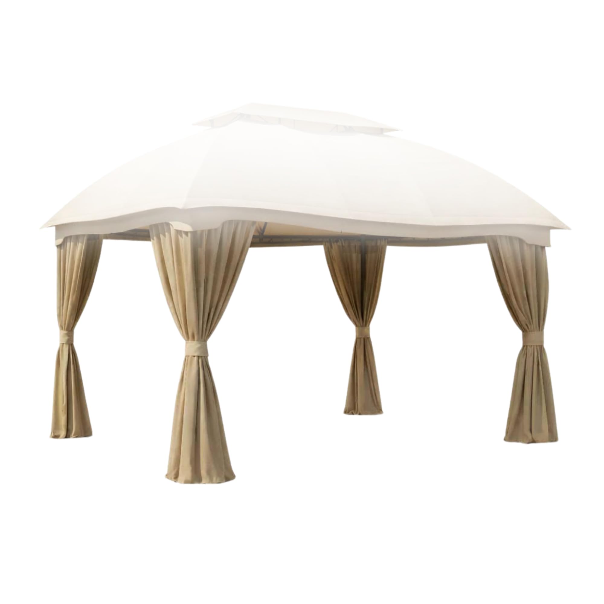 Garden Winds Durable 350 Replacement Privacy Curtain Set Compatible with Domed 10' x 13' Gazebo Models L-GZ822PCO, D-GZ822PCO – Beige-image-27