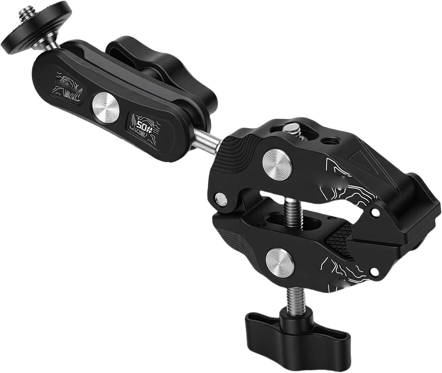 Super Clamp, Double Ball Head Articulating Arm Adapter with 1/4inch Thread, Multifunctional Modular Camping Tool